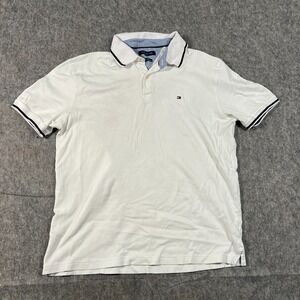 Tommy Hilfiger Men's‎ Golf Polo Shirt Size XL White Black Trim Custom Fit Casual